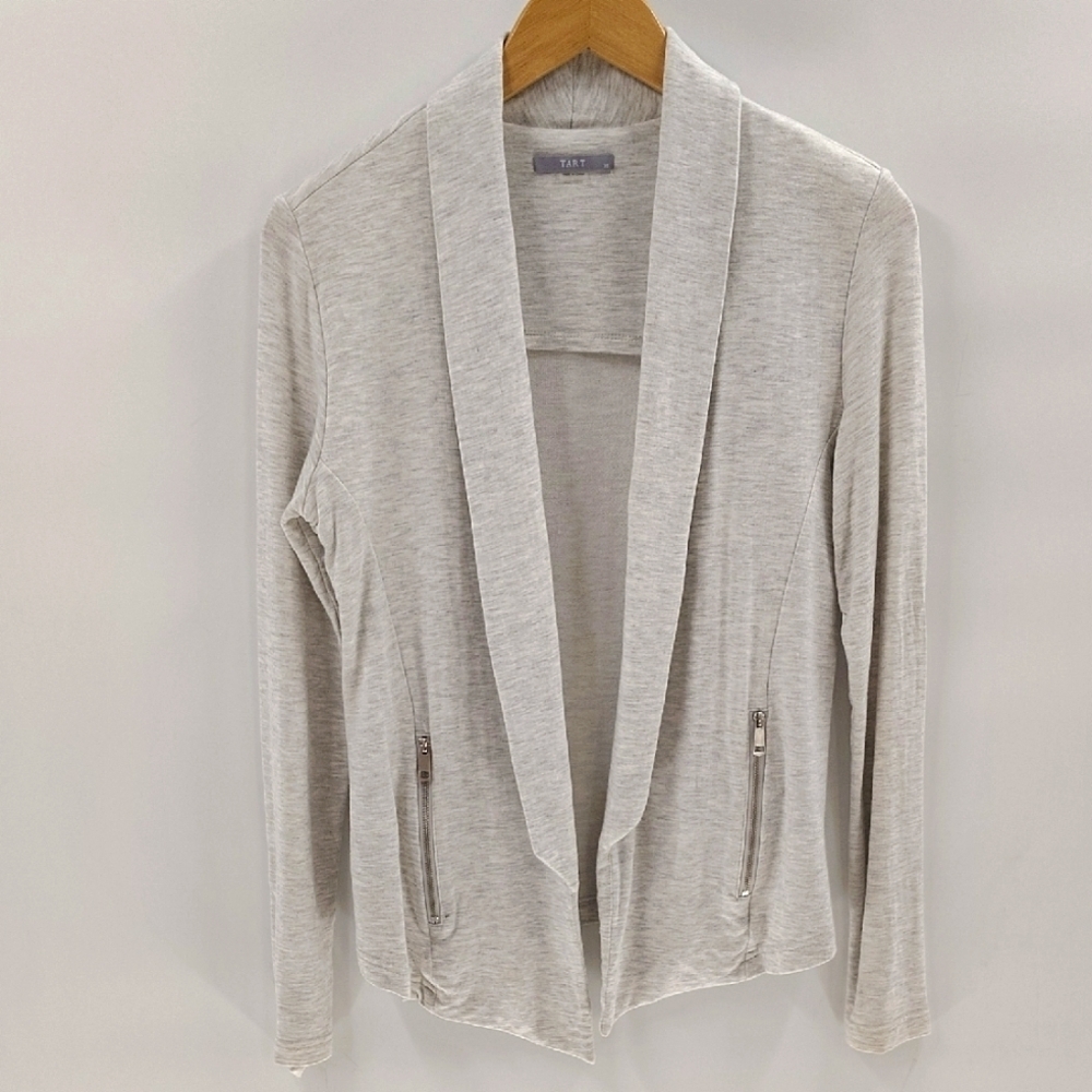 TART Nisha Knit Blazer Light Gray Size XS Zip Pockets Long Sleeve